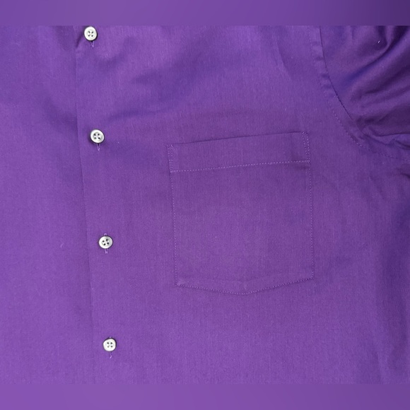 Van Heusen Men’s Dress Shirt 15” Purple Button Up Collared Lux Sateen 32/33 - Picture 6 of 9